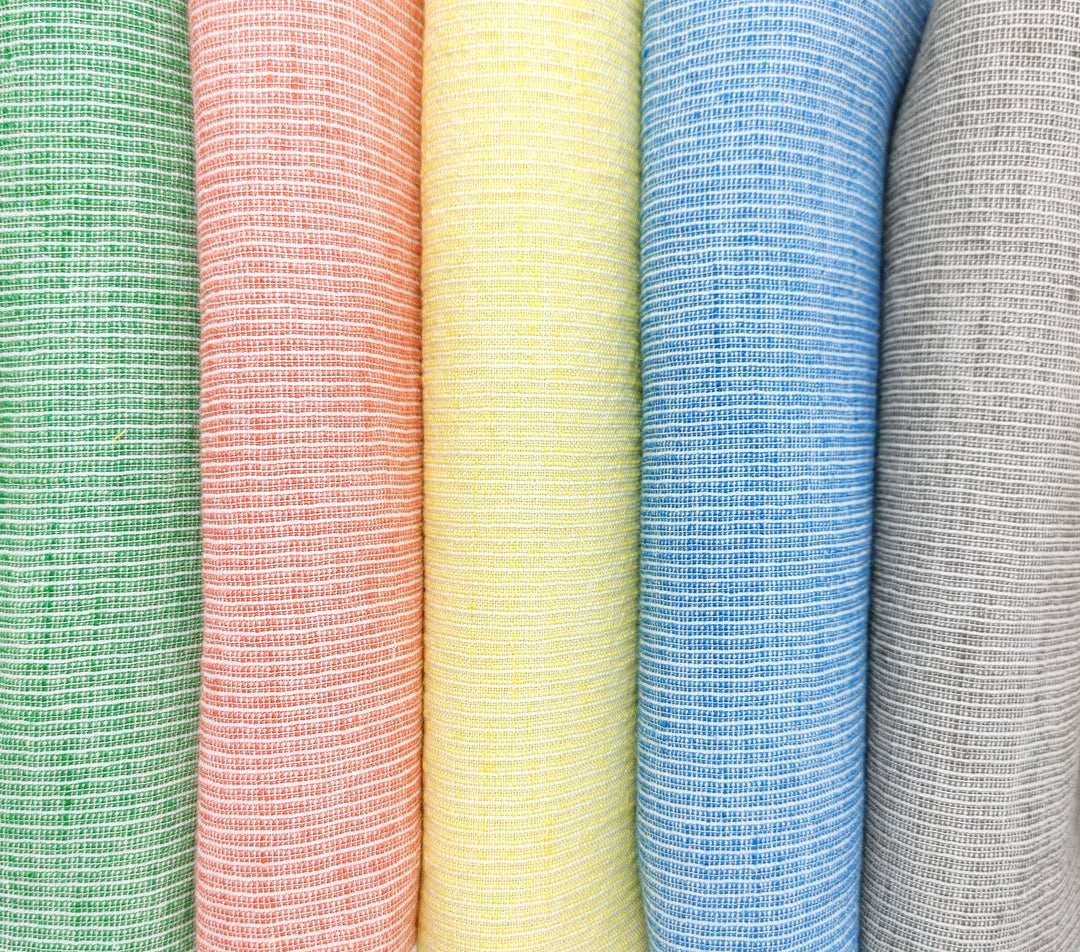 Light Weight Linen Cotton Stripe Fabric with Subtle Wrinkle Effect 7790 7791 7792 7793 7794