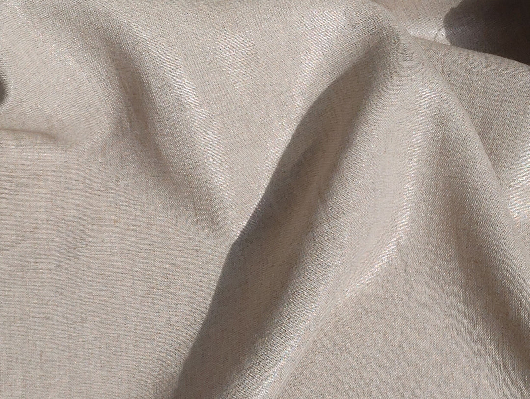 100% Linen Natural Color Fabric with Silver Foil Print 3492