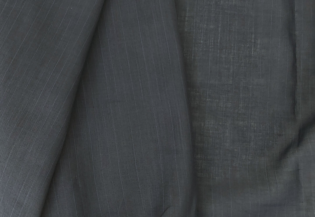 100% Ramie Fabric: Lightweight Black with Delicate Stripe Pattern 7521