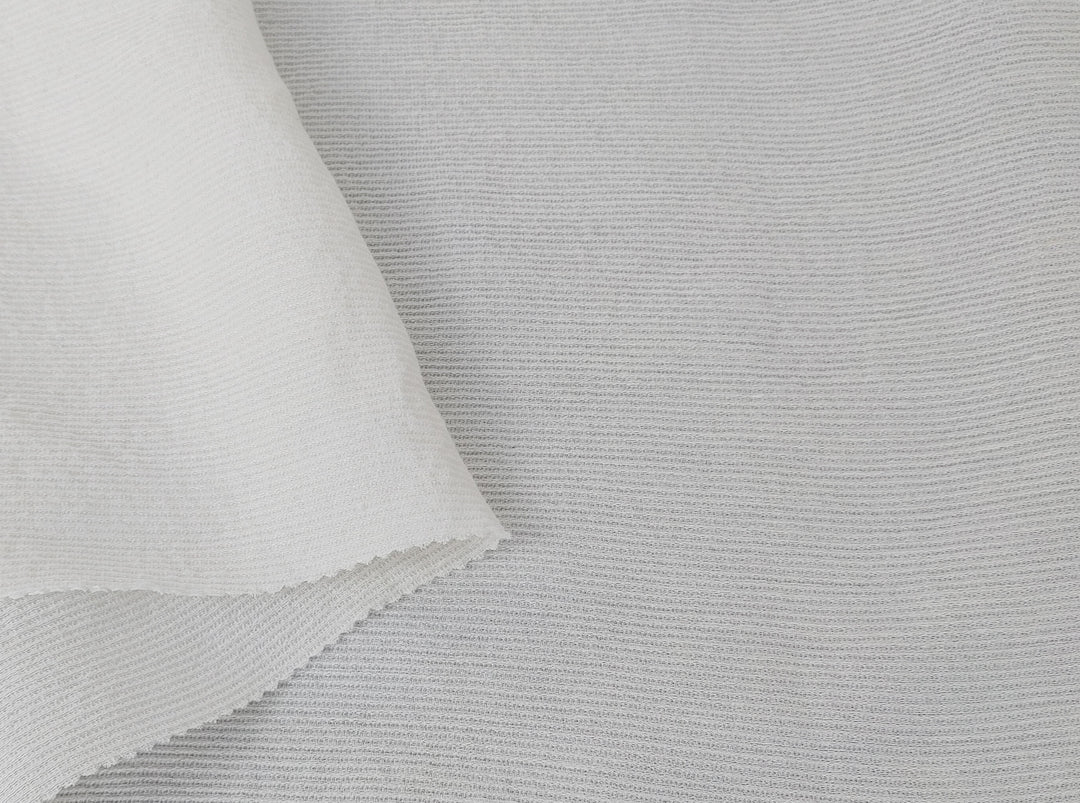 White Linen-Nylon-Rayon Dobby Weave Fabric: Subtle Wrinkle and Stripe Pattern 4280