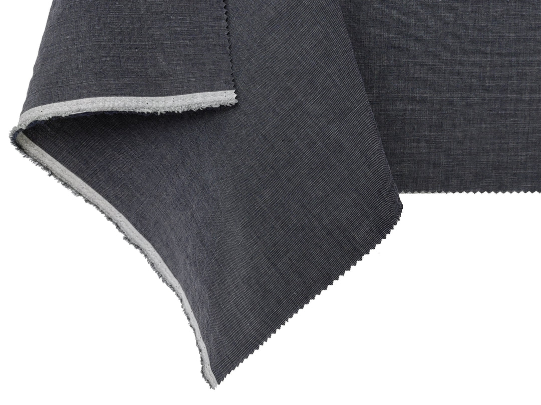 Dark Grey Subtle Chambray Linen Cotton Fabric – Soft & Pre-Washed 8111