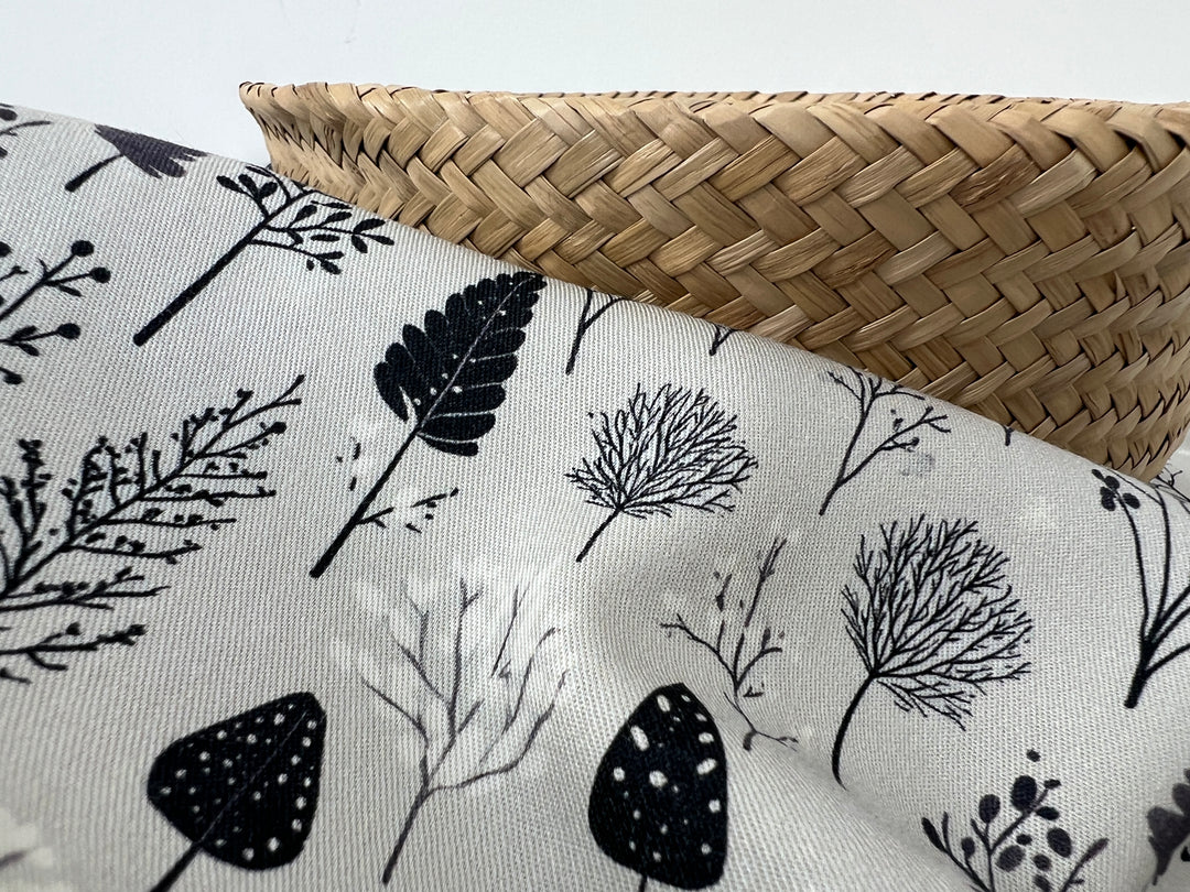 Scandinavian Winter Forest Print Rayon Wool Fabric – Light Twill Weave, Soft Pre-Washed