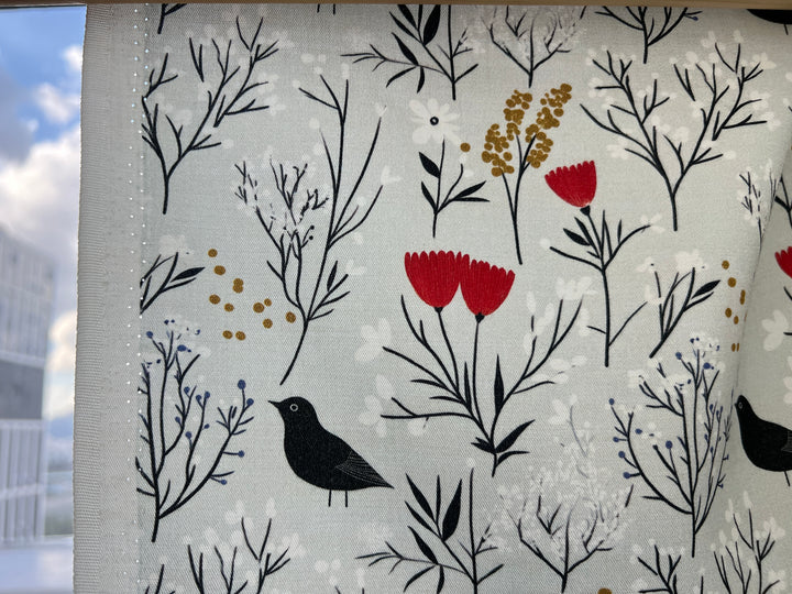 Scandinavian Winter Forest Print Rayon Wool Fabric – Light Twill Weave, Soft Pre-Washed