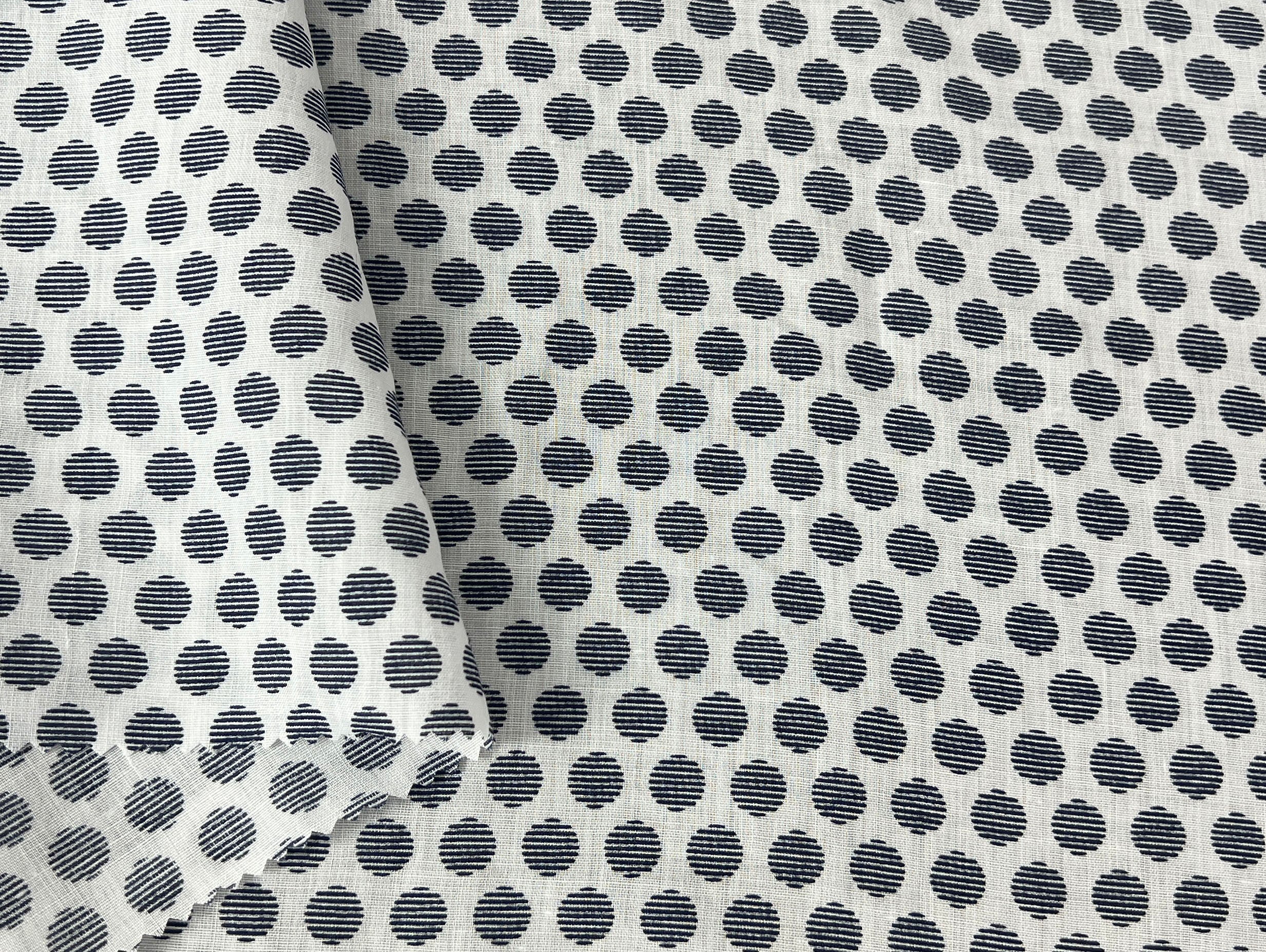 トップス BAL JACQUARD RAMIE CD 100% Ramie Fabric with Micro-Stripe Polka Dot Print | Lightweight