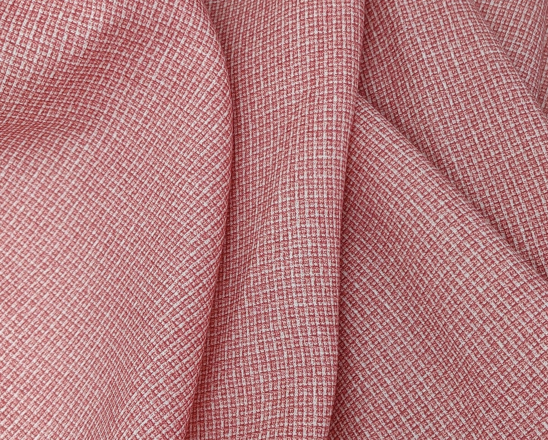 Crimson Tweed Elegance: 100% Linen Printed Fabric - The Linen Lab - Red