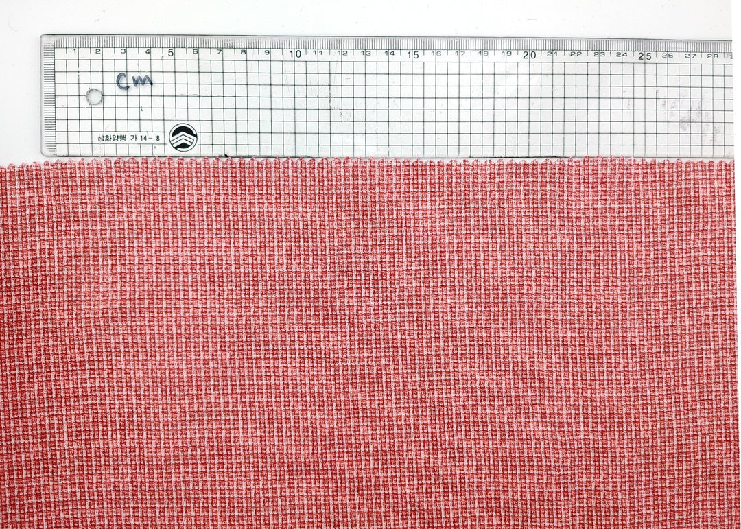 Crimson Tweed Elegance: 100% Linen Printed Fabric - The Linen Lab - Red