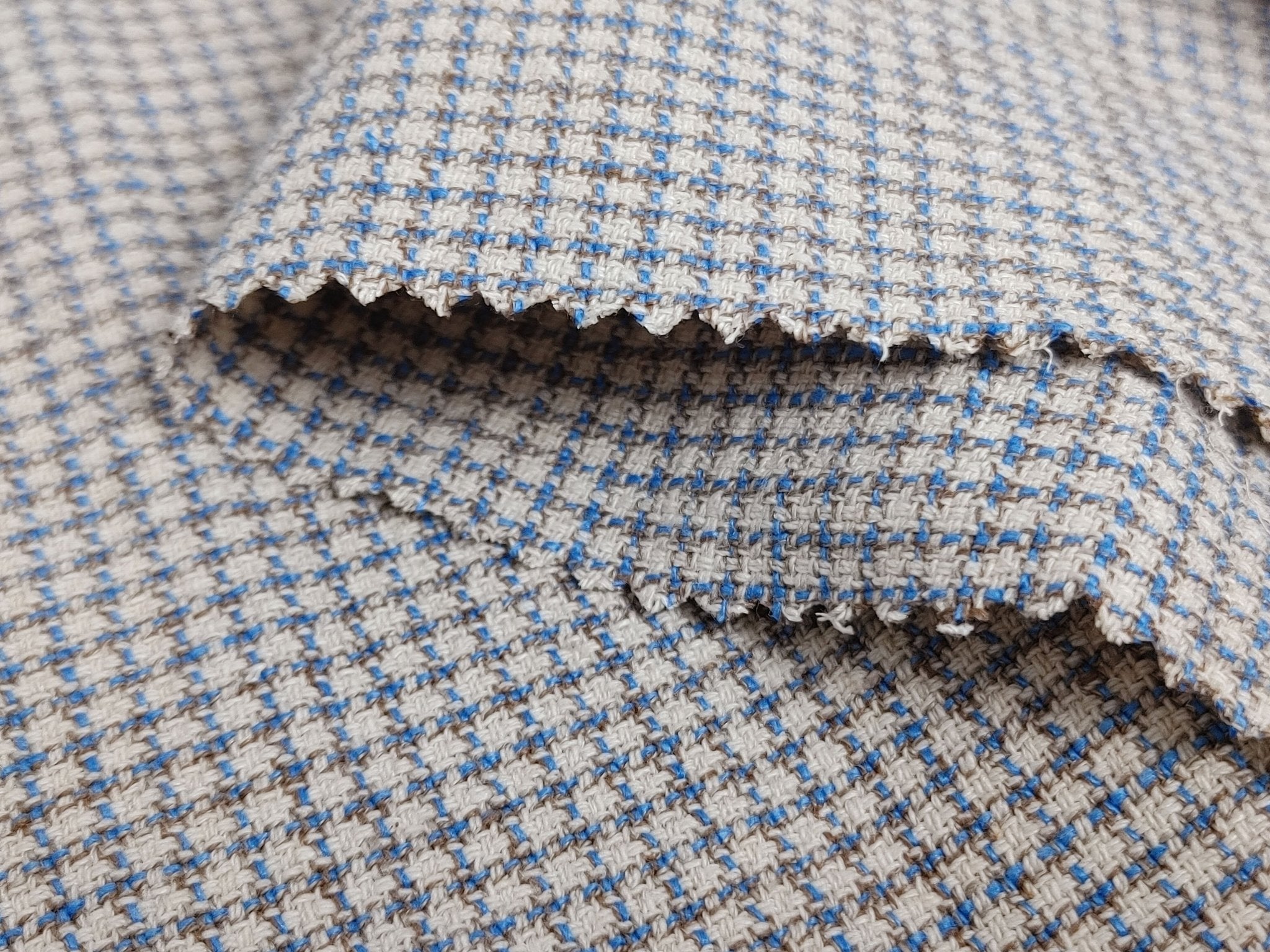 Linen Cotton Small Check Fabric Heavy Weight 7236 | The Linen Lab
