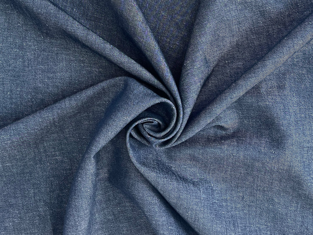 Dark Navy Denim-Look Linen Cotton Fabric 8348 | Dual-Sided Twill | 52"