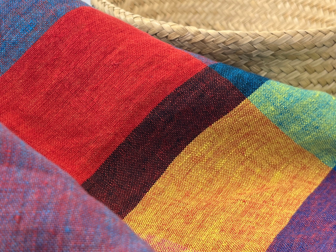 Colorful Madras Check 100% Linen Fabric | Pre-Washed Soft Touch | 8017