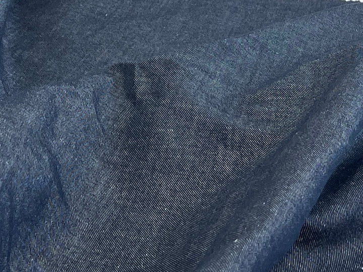 Dark Navy Denim-Look Linen Cotton Fabric 8348 | Dual-Sided Twill | 52"