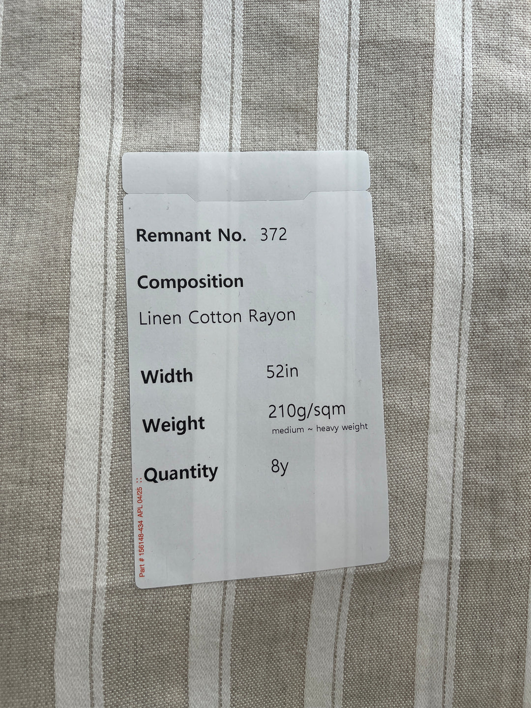 Remnant Fabric #372 - Linen Cotton Rayon - 8y