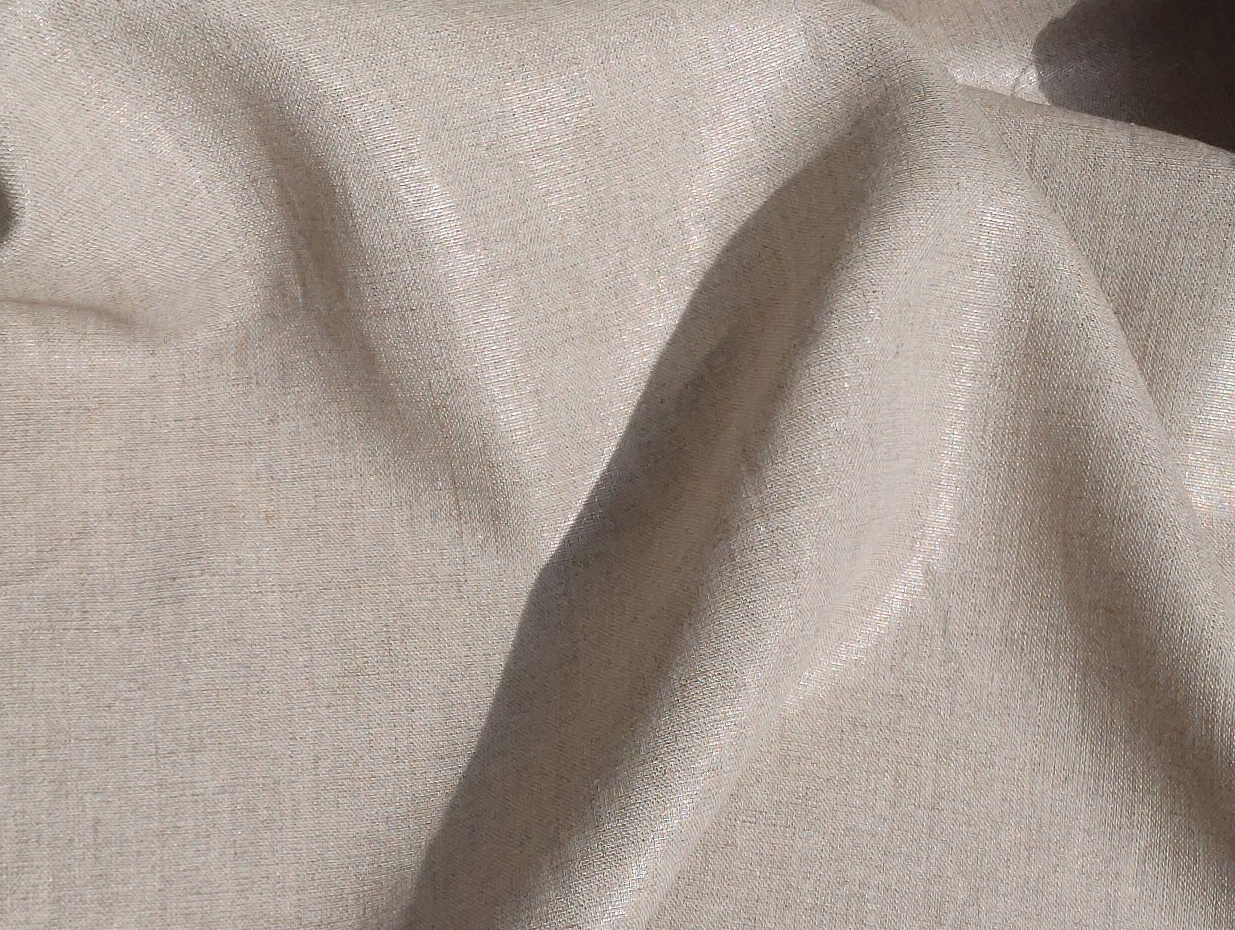 100% Linen Natural Color Fabric with Silver Foil Print | The Linen Lab