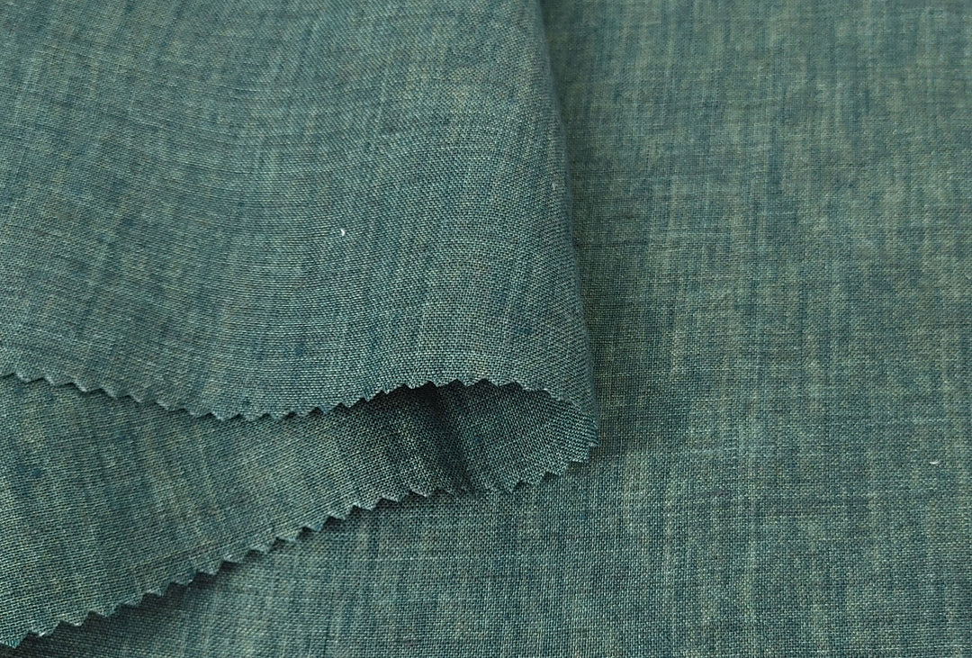 100% Linen Soft&Crisp Fabric 21s Vintage Chambray Khaki 7875