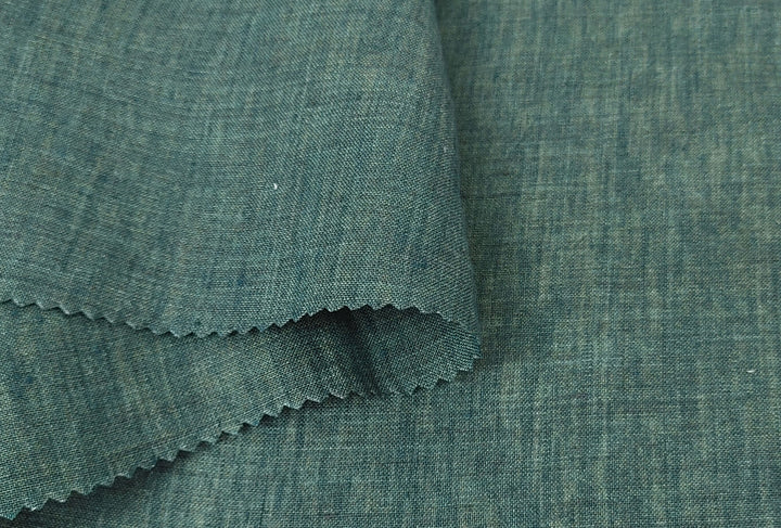 100% Linen Soft&Crisp Fabric 21s Vintage Chambray Khaki 7875