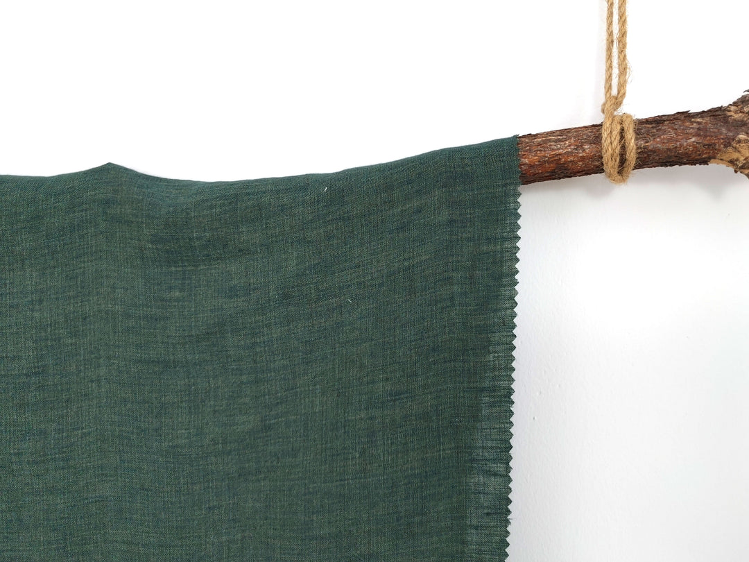 100% Linen Soft&Crisp Fabric 21s Vintage Chambray Khaki 7875