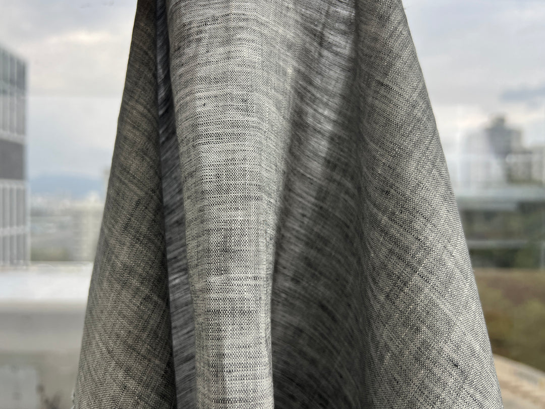 Grey Color 100% Linen Chambray Fabric 8487 | Pre-Washed Soft Touch | 44"