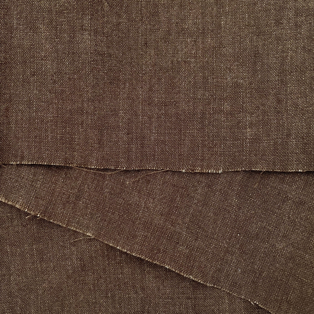 High Twisted Linen Fabric 14s Medium Weight Brown 6374