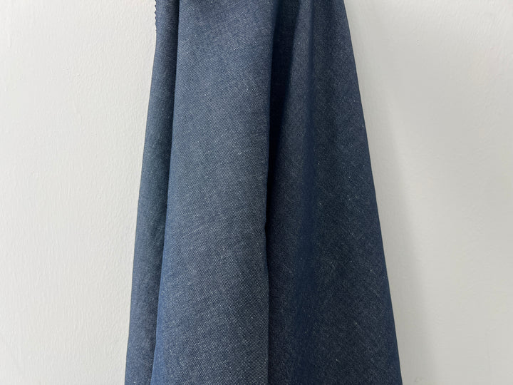 Dark Navy Denim-Look Linen Cotton Fabric 8348 | Dual-Sided Twill | 52"
