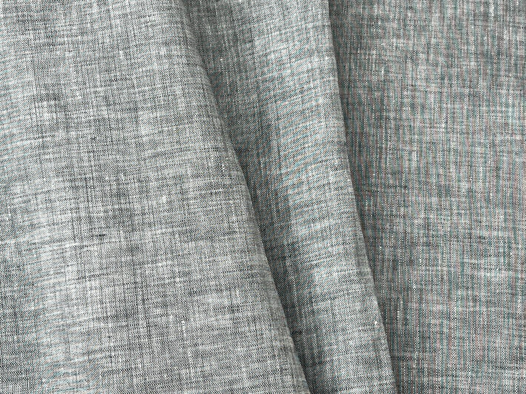 Grey Color 100% Linen Chambray Fabric 8487 | Pre-Washed Soft Touch | 44"