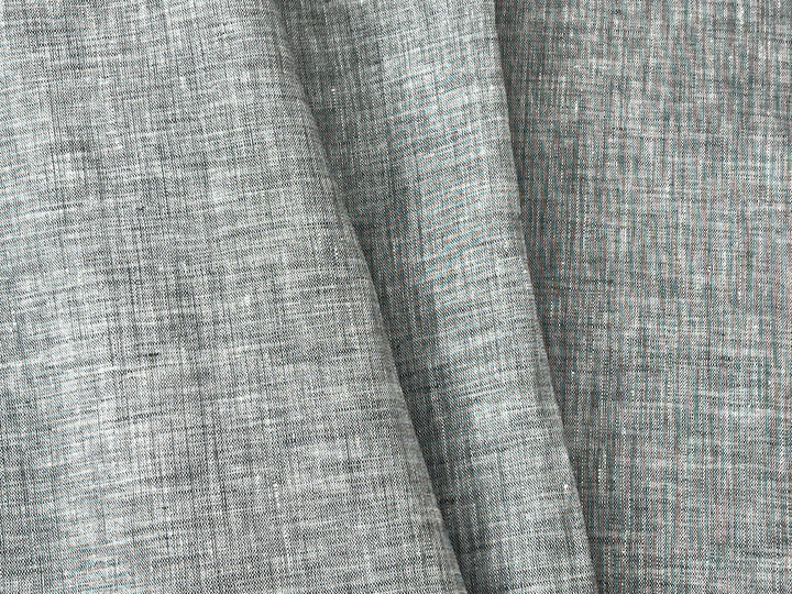 Grey Color 100% Linen Chambray Fabric 8487 | Pre-Washed Soft Touch | 44"
