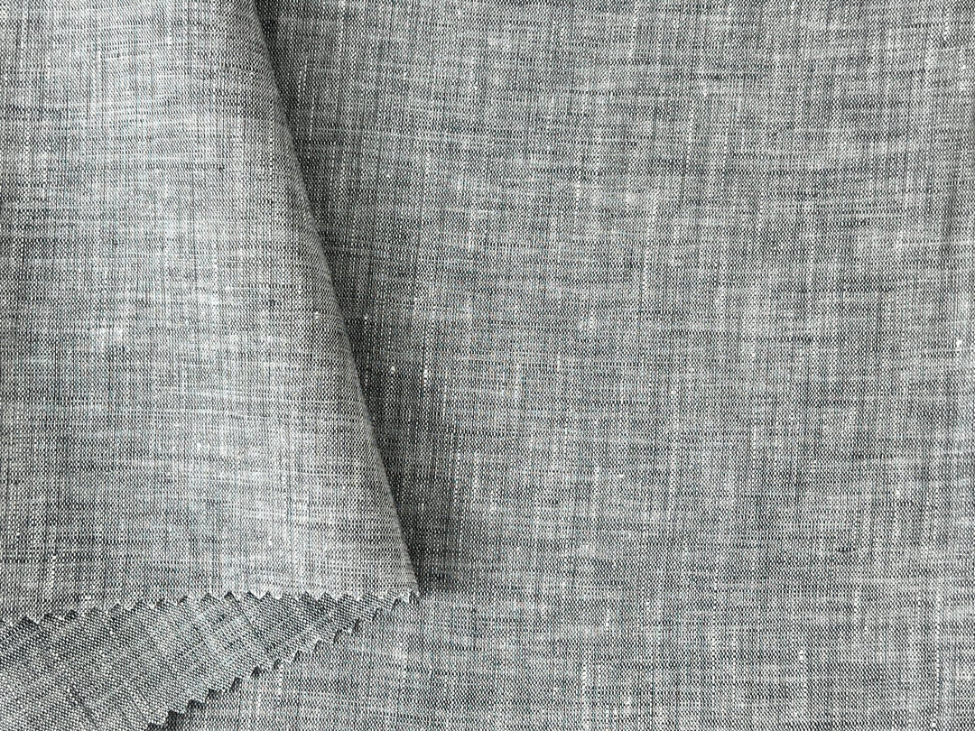 Grey Color 100% Linen Chambray Fabric 8487 | Pre-Washed Soft Touch | 44"