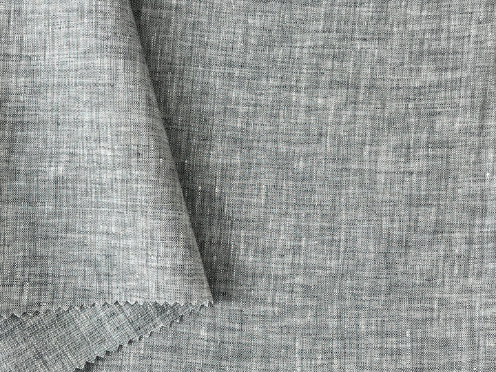 Grey Color 100% Linen Chambray Fabric 8487 | Pre-Washed Soft Touch | 44"