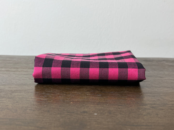 Gingham Check Fabric with Stretch Effect – Green / Black 6995