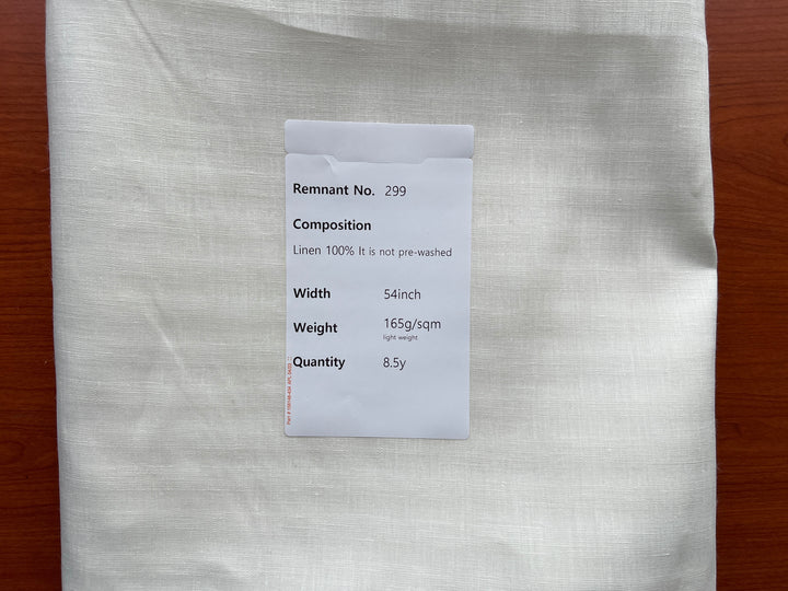 Remnant Fabric #299- Linen 100%  8.5y