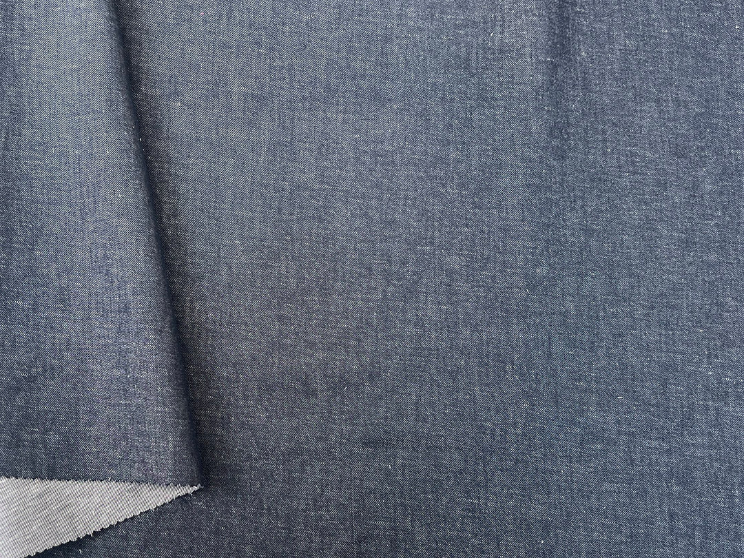 Dark Navy Denim-Look Linen Cotton Fabric 8348 | Dual-Sided Twill | 52"