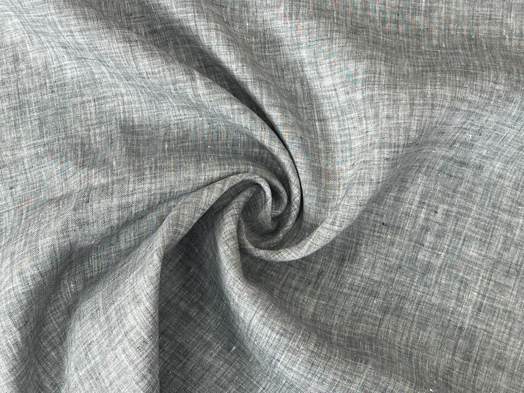 Grey Color 100% Linen Chambray Fabric 8487 | Pre-Washed Soft Touch | 44"