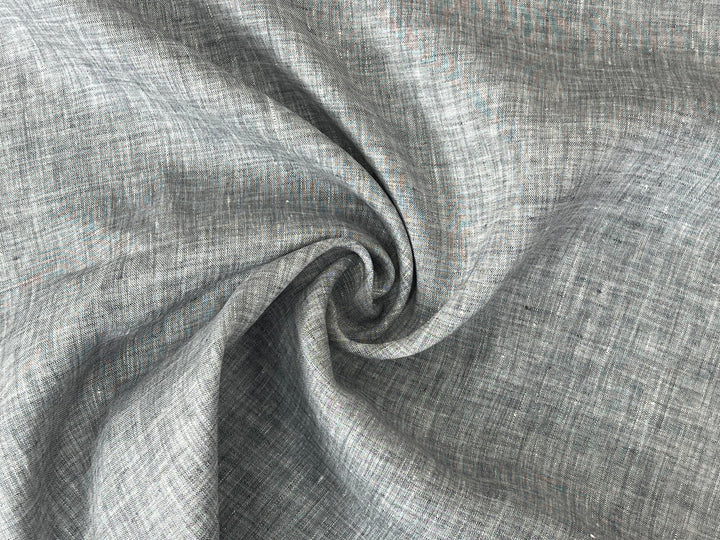 Grey Color 100% Linen Chambray Fabric 8487 | Pre-Washed Soft Touch | 44"