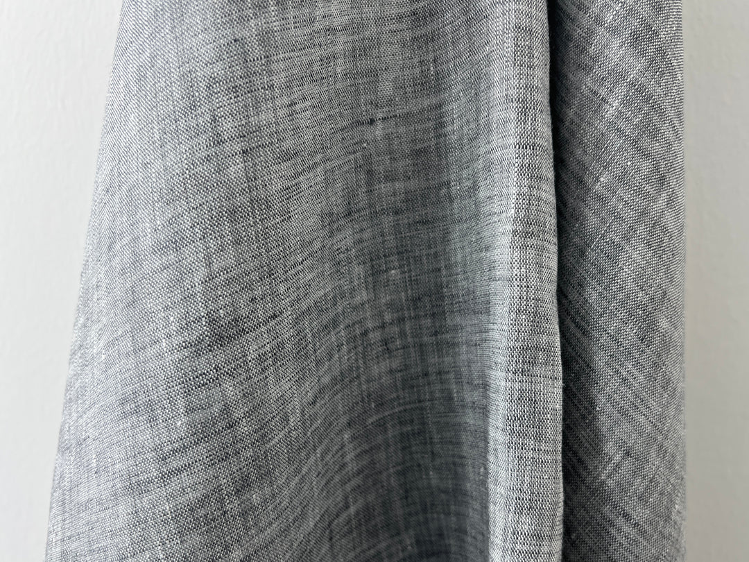 Grey Color 100% Linen Chambray Fabric 8487 | Pre-Washed Soft Touch | 44"