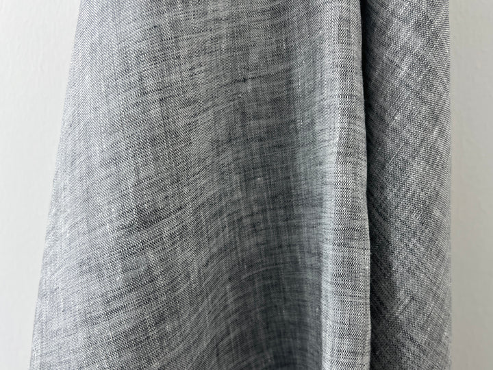 Grey Color 100% Linen Chambray Fabric 8487 | Pre-Washed Soft Touch | 44"