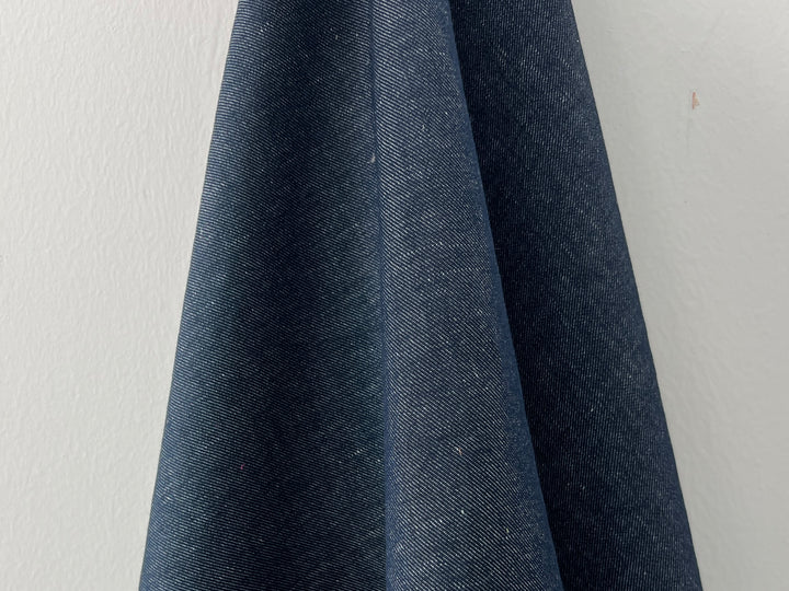 Dark Navy Denim-Look Linen Cotton Fabric 8348 | Dual-Sided Twill | 52"