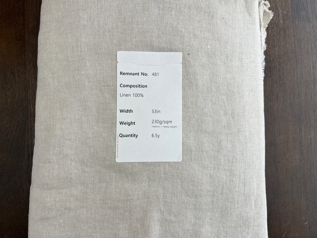 Remnant Fabric #481 - Linen 100%  - 6.5y