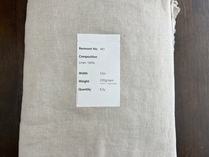 Remnant Fabric #481 - Linen 100%  - 6.5y