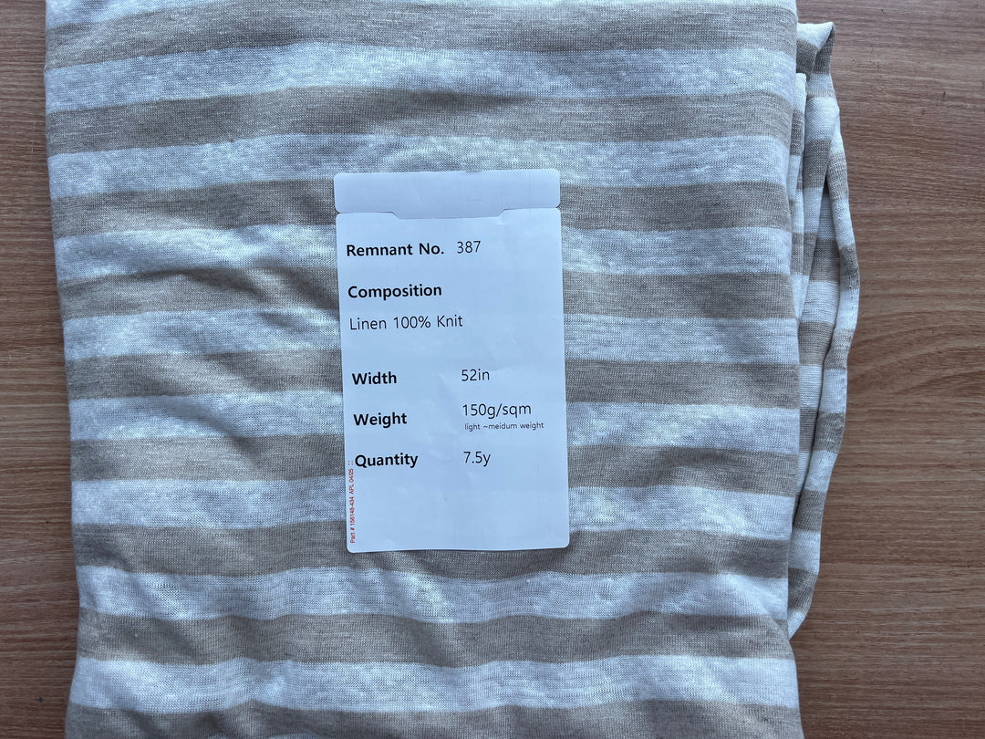 Remnant Fabric #387 - Linen 100% Knit - 7.5y