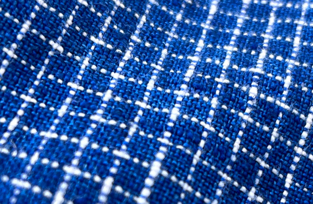 Blue 100% Linen Fabric: Viking Age Hedeby Windowpane Pattern | The
