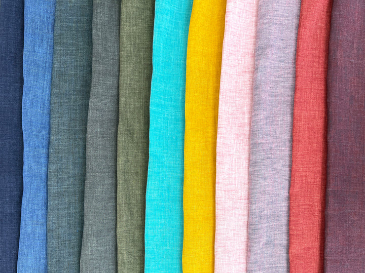 100% Linen Vintage Dyed Delave Fabric – Fine 21s Yarn, Pre-Washed, Light Weight Bright Teal 6591