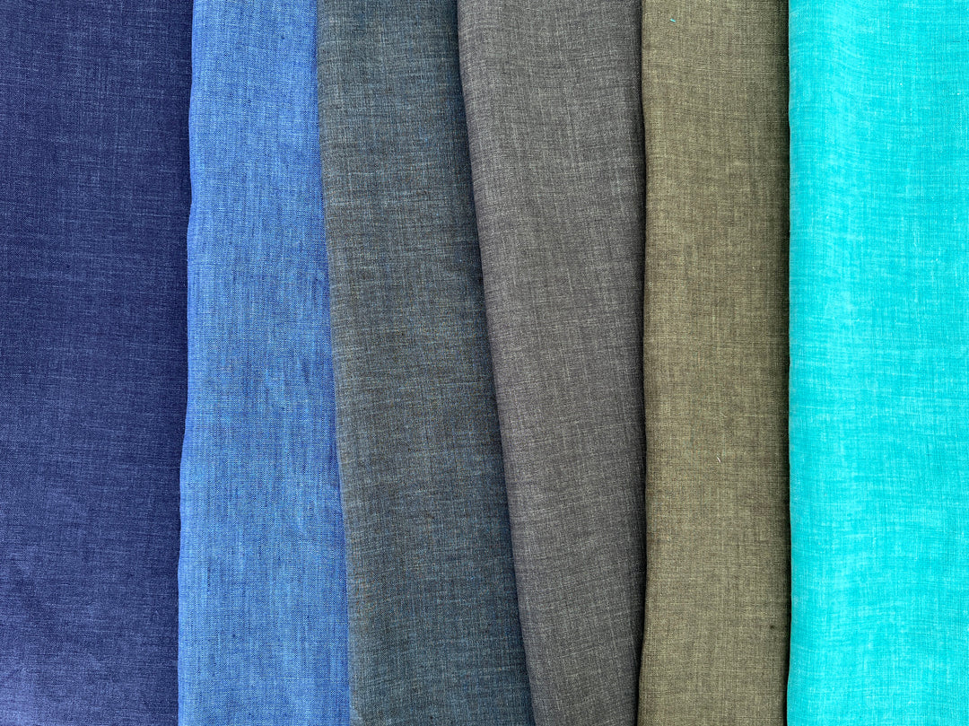 100% Linen Vintage Dyed Delave Fabric – Fine 21s Yarn, Pre-Washed, Light Weight Bright Teal 6591