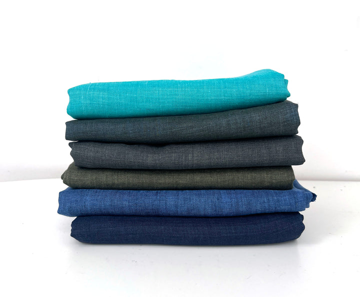 100% Linen Vintage Dyed Delave Fabric – Fine 21s Yarn, Pre-Washed, Light Weight Khaki(dark) 7119