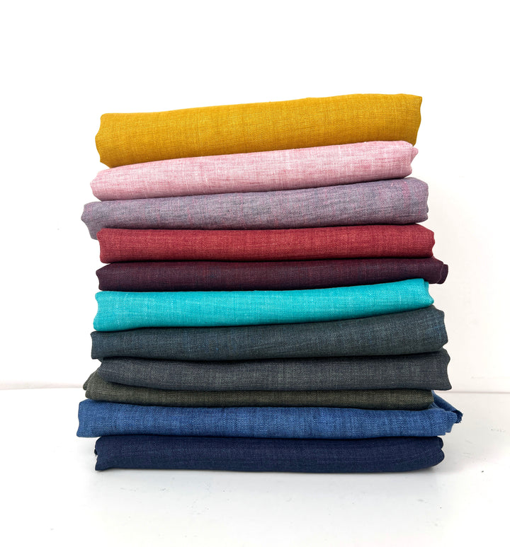 100% Linen Vintage Dyed Delave Fabric – Fine 21s Yarn, Pre-Washed, Light Weight Bright Teal 6591