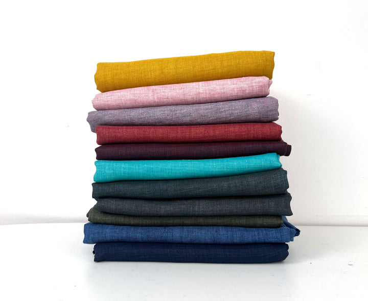 100% Linen Vintage Dyed Delave Fabric – Fine 21s Yarn, Pre-Washed, Light Weight Khaki(dark) 7119