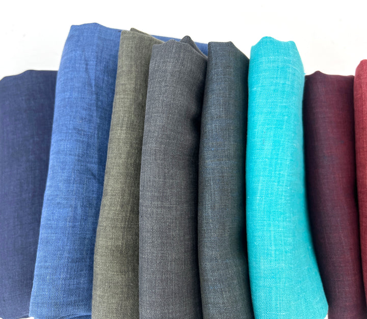 100% Linen Vintage Dyed Delave Fabric – Fine 21s Yarn, Pre-Washed, Light Weight Bright Teal 6591