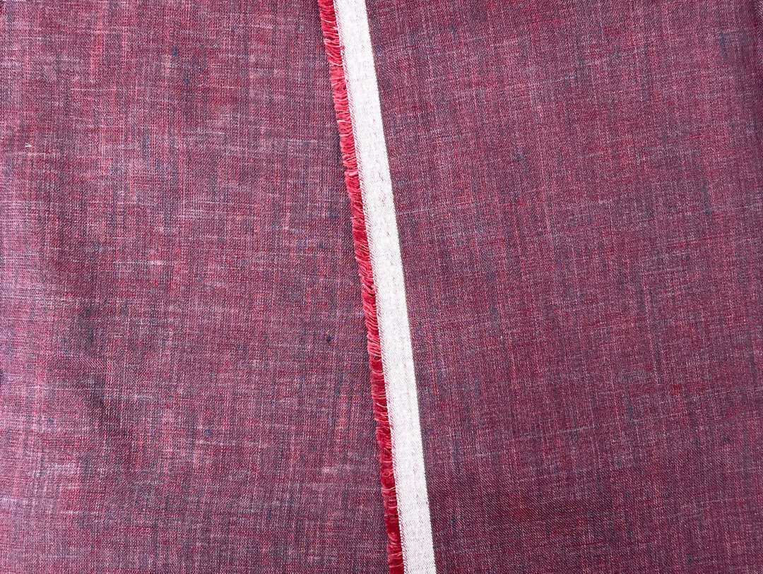 100% Linen Vintage Dyed Delave Fabric – Fine 21s Yarn, Pre-Washed, Light Weight  Wine 5968