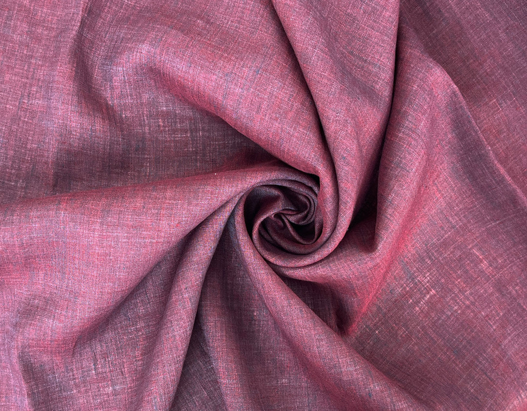 100% Linen Vintage Dyed Delave Fabric – Fine 21s Yarn, Pre-Washed, Light Weight  Wine 5968