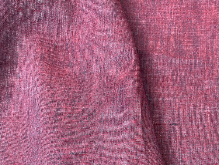 100% Linen Vintage Dyed Delave Fabric – Fine 21s Yarn, Pre-Washed, Light Weight  Wine 5968