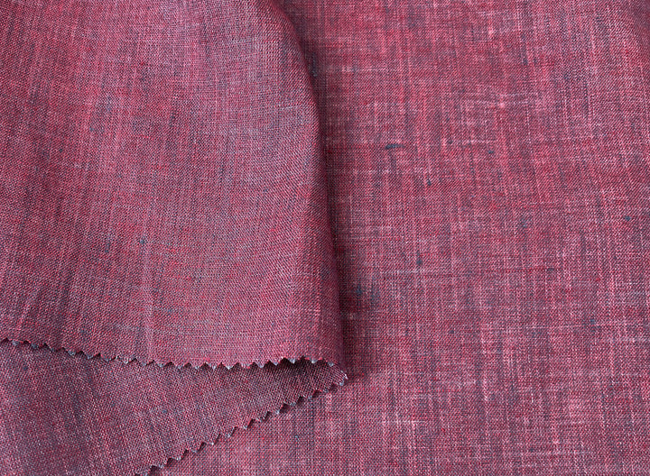 100% Linen Vintage Dyed Delave Fabric – Fine 21s Yarn, Pre-Washed, Light Weight  Wine 5968