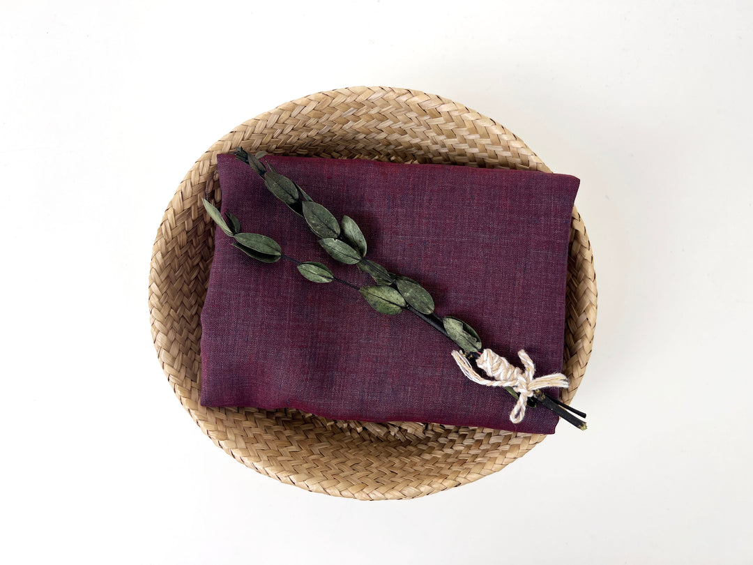 100% Linen Vintage Dyed Delave Fabric – Fine 21s Yarn, Pre-Washed, Light Weight  Wine 5968