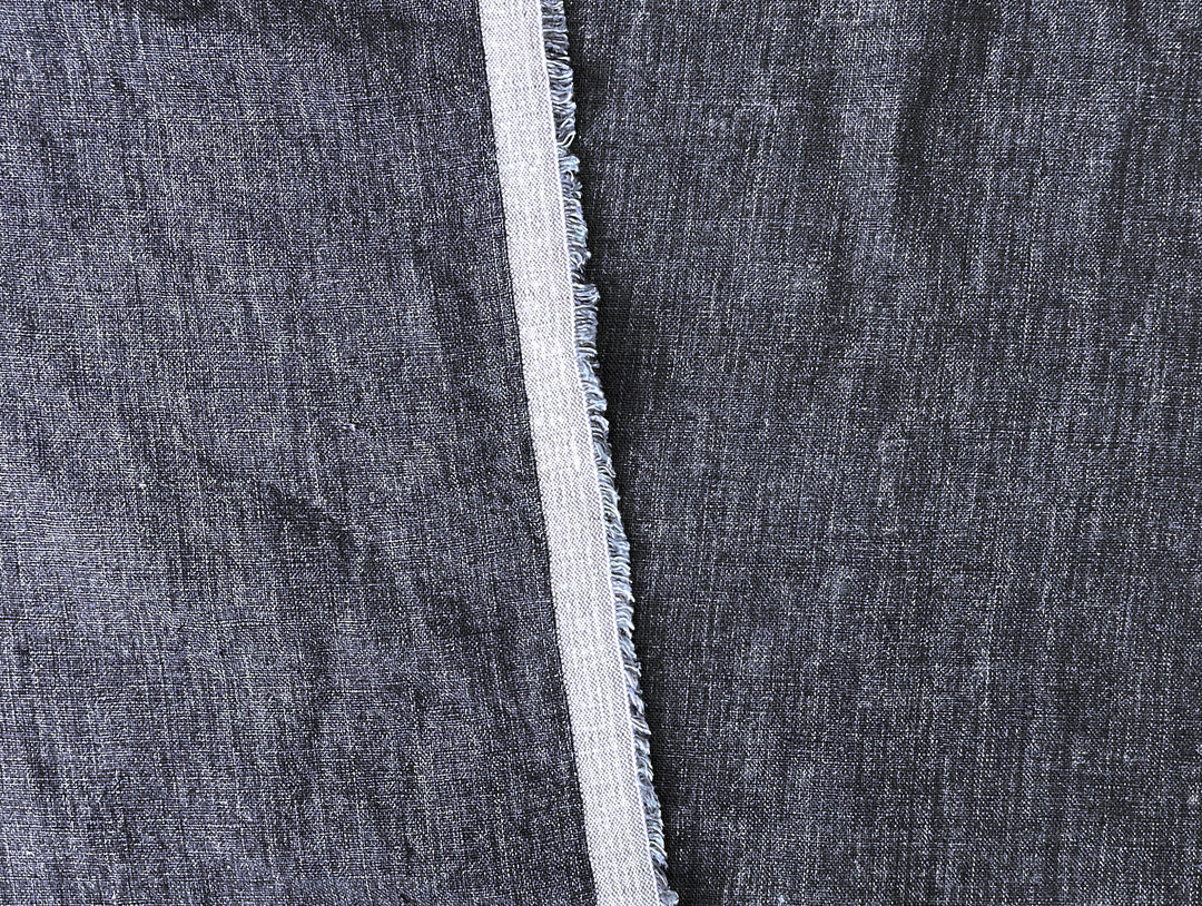 Delave Vintage Dyed 100% Linen Fabric – Medium to Heavyweight, Soft Finish Gray(dark) 7676